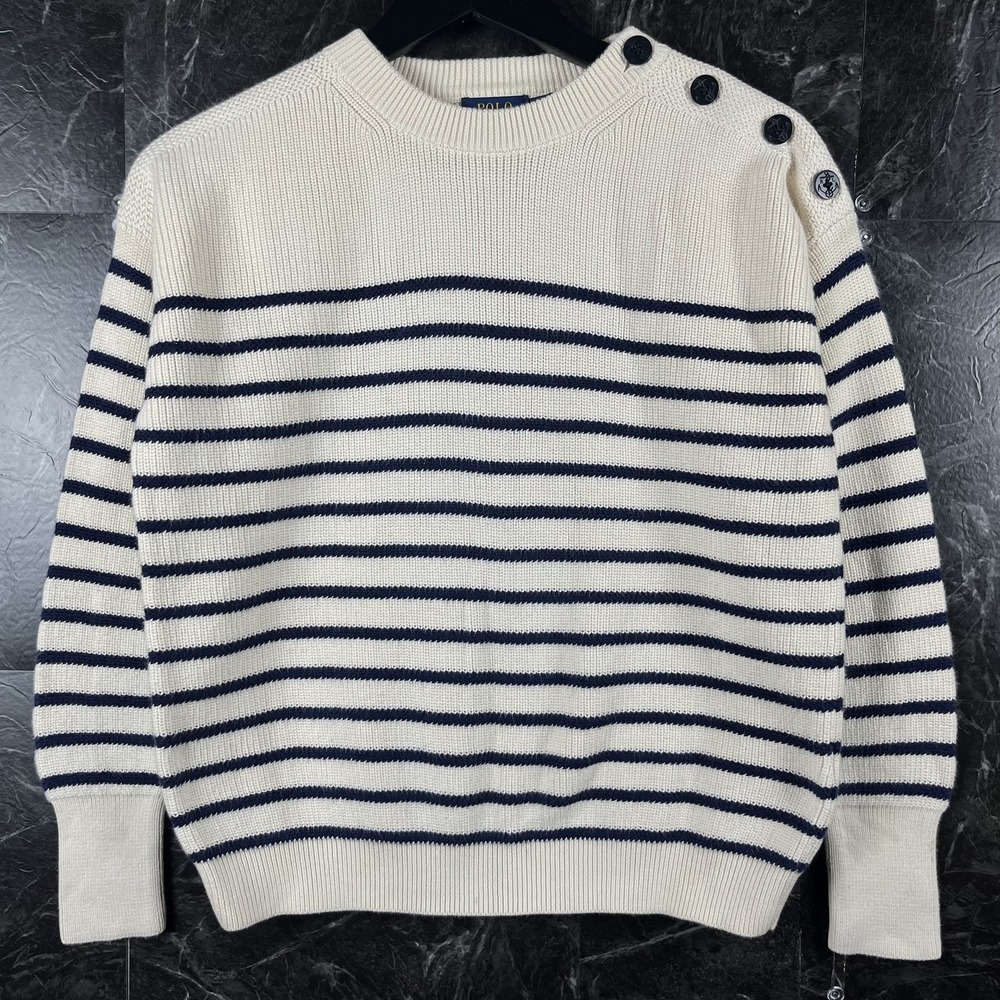 Polo Ralph Lauren Women's Beige Striped Knit Sweater XS